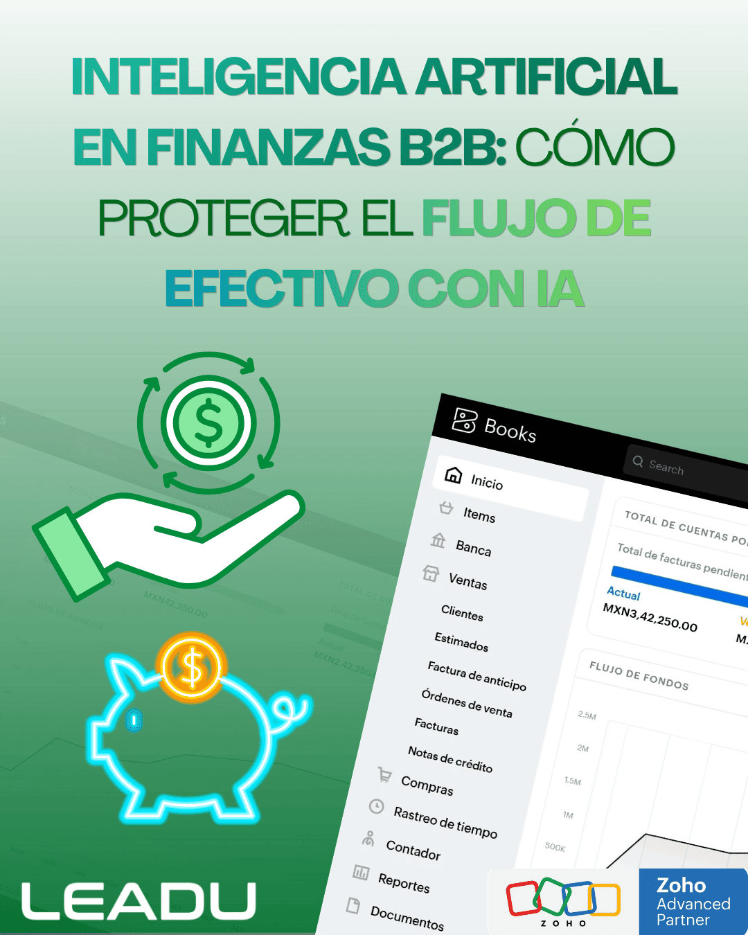 inteligencia artificial en finanzas b2b protegiendo flujo de efectivo con dashboard financiero